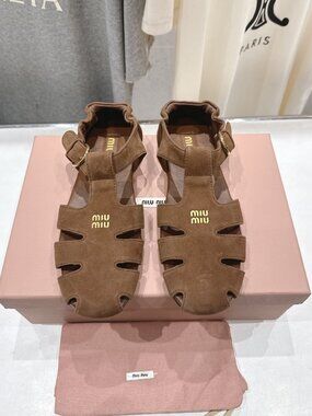 Miu Miu Brown Suede Fisherman Sandals